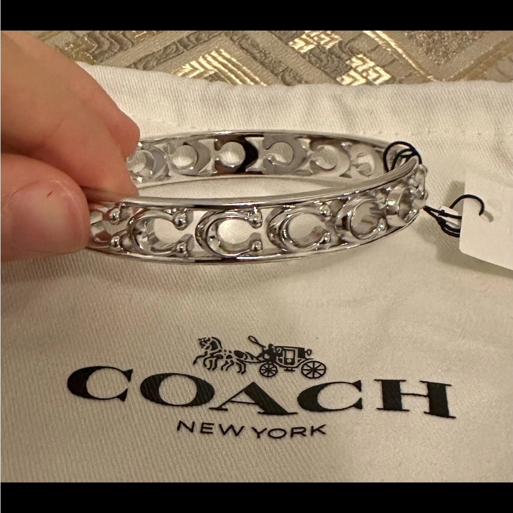 Coach Metallic Silver C Bangle